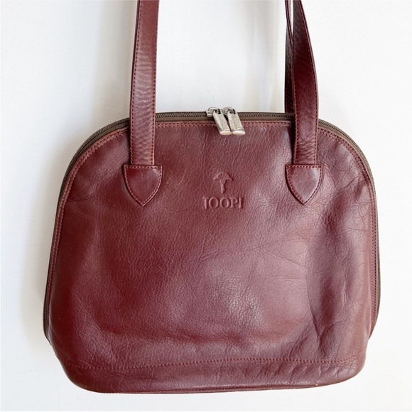 Vintage JOOP Brown Leather Shoulder Bag Full Zip Silver Hardware - Picture 5 of 15